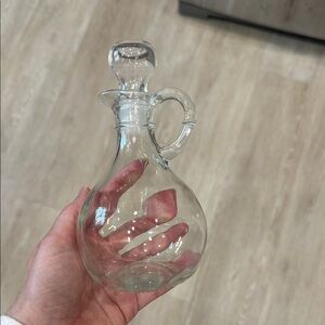 Clear Glass Cruet Bottle with Stopper - Transparent